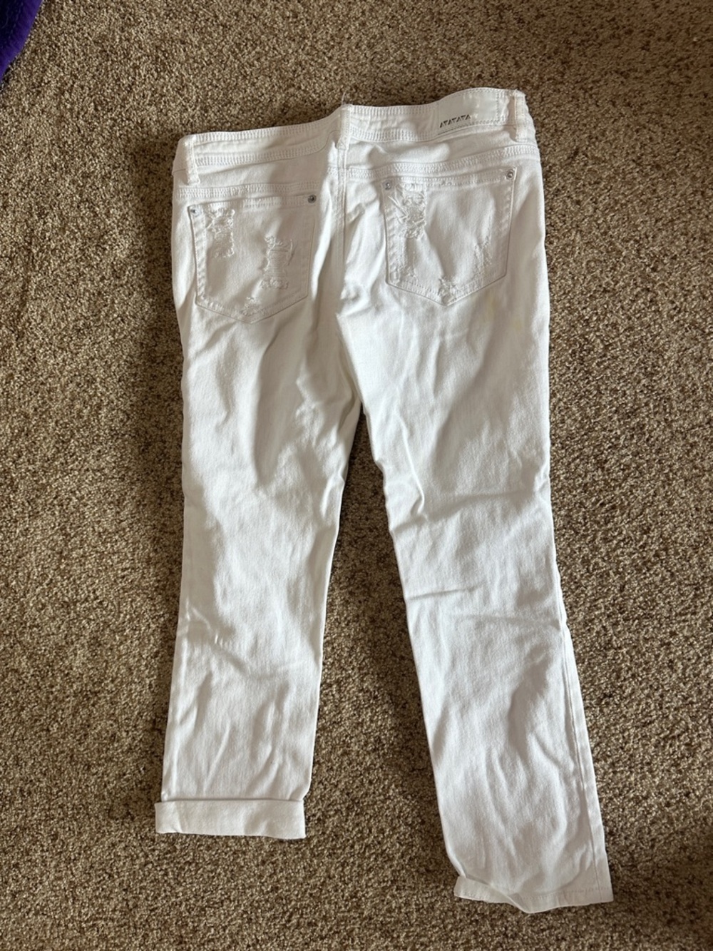 Dollhouse White Crop Jeans with Distressed Back Pockets